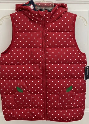 Chaleco acolchado Gymboree Niñas Otoño Invierno Caramelo Manzana Rojo Lunares Talla 12 Foto 1 de 4
