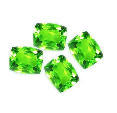 Natürlicher grüner Peridot 4 Stck. Lot 8-10 Kt lose Edelsteine Zertifiziert P... - Bild 1 von 4