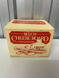 Vintage Beech Cheese Board & Glass Dome. Boxed. Made in UK & USA. VGUC - Picture 1 of 9