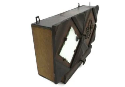 large Apothecary Bathroom Medicine Kitchen Cabinet Wood Art deco Cut Glass - Image 1 of 4