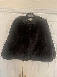 Stunning Simon Jeffery Evening Coat Fur Lines Puff Sleeve Size 16 - Picture 1 of 5
