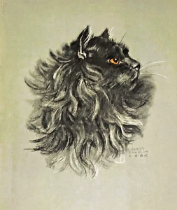 Gladys Emerson Cook Black Longhaired Cat Print, Lithograph, 1930's - Picture 1 of 3