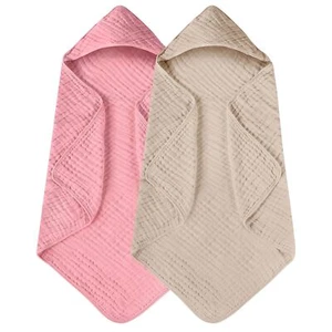 Hooded Baby Towels 2 Pack 100% Cotton Bath Towel for Newborn to Kids 32x32Inch - Picture 1 of 6