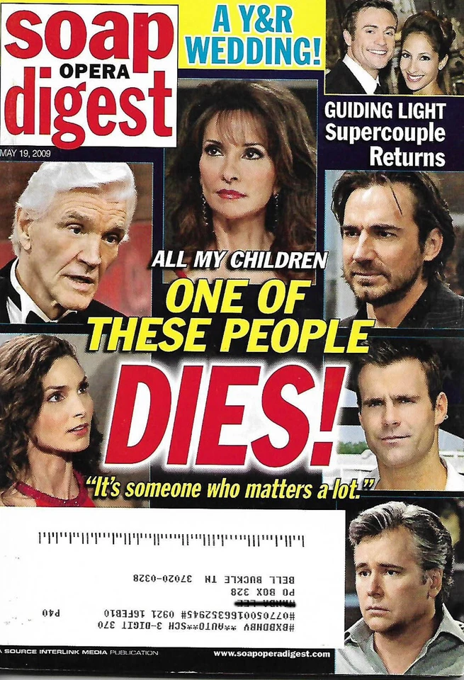 Soap Opera Digest, May 19, 2009, All My Children, One Of These People Dies! - Image 1 of 1