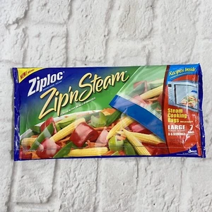 Ziploc Zip n Steam LARGE 7 Bags 4-5 Servings Cooking Microwave Bags New - Picture 1 of 2