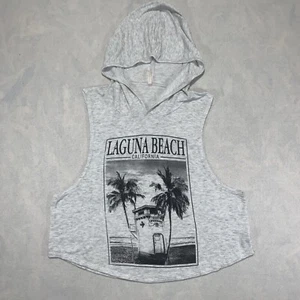Ever Hottie Sleeveless Hoodie Sweatshirt Womens Medium Gray Laguna Beach CA - Picture 1 of 10