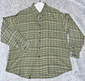 Bachrach Mens Shirt X- Large  Green Stripe Long Sleeve  Button Up (22-8) - Picture 1 of 7