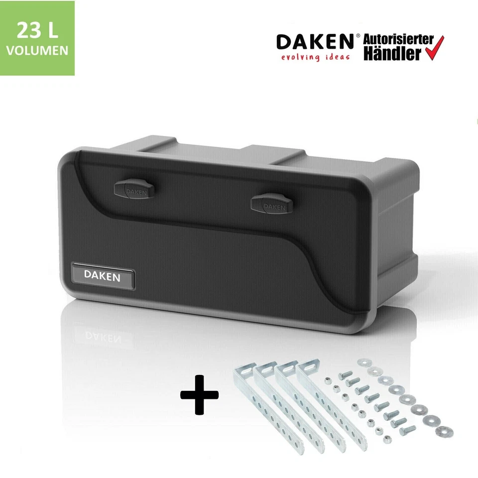 Deichselbox Daken Blackit 2 550x250x295mm inkl. Vertik Halter Anhänger Staukiste - Bild 1 von 4