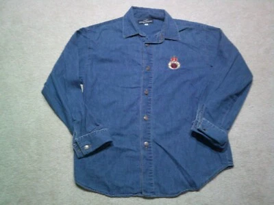 VTG GUESS Denim Shirt Mens Small Blue French Cuff 90s Rare Embroidered Logo - Image 1 of 4