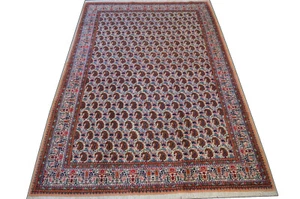 Neu! Moud mit Seide 313x210 Paisley Boteh Mud Silk Carpet Rug Orientteppich - Picture 1 of 7