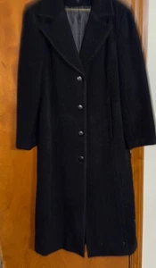 Chadwick’s Black Trench Coat Long Wool / Warm Size 12P Button Up - Picture 1 of 10