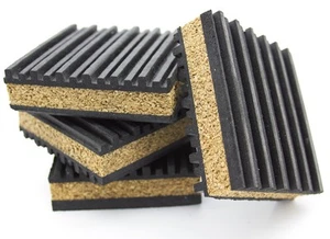 Almohadillas aislantes de goma y corcho antivibración, paquete de 4 (3" X 3" X 7/8") - Imagen 1 de 2