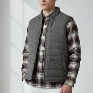 WESTPORT Black | Men’s Grey Wool Blend Tweed Commuter Vest size 4XT Lined NEW - Picture 1 of 16