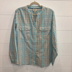 Neu mit Etikett St Johns Bay Hemd Damen Gr. XXL mint orange kariert Langarm Knopfleiste Oberteil - Bild 1 von 6