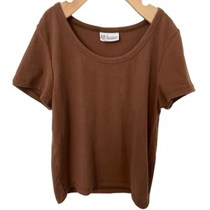 Gap Kids Brown Ribbed Knit Short Sleeve T-Shirt Girls Teen Size 12 13 - Picture 1 of 4