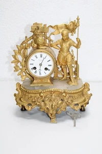 Kaminuhr Frankreich ca. 1880, Regule, original Vergoldung, funktionsfähig  (A21) - Bild 1 von 12