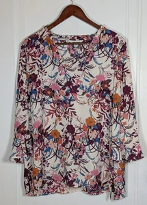 Pioneer Woman XL Ruffle Neck Blouse Long Sleeve Floral Hippie Boho Peasant Top - Picture 1 of 3
