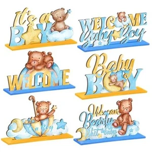 6 Pcs Bear Baby Shower Table Wooden Decorations Bear Centerpieces for Tables - Picture 1 of 7