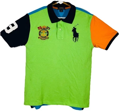 Polo Ralph Lauren Marine Supply 1967 Crest Big Pony Color Block Shirts Boys Sz L - Image 1 of 4