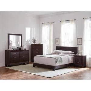 Maklaine 4-piece Wood Full Bedroom Set in Brown and Dark Cocoa - Picture 1 of 11