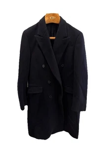 Mens Vintage Navy Double Breasted 100% Wool Overcoat 41r - Picture 1 of 8
