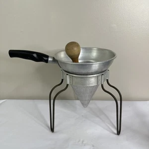 WEAR-EVER No. 475 Aluminum Canning Cone Strainer Sieve Stand Wood Pestle - Picture 1 of 9