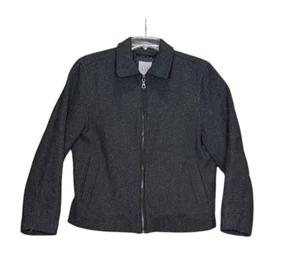 GAP Jacket Womens Medium Charcoal Wool Short Zip Up Lined Classic Coat Warm Zip - Picture 1 of 8