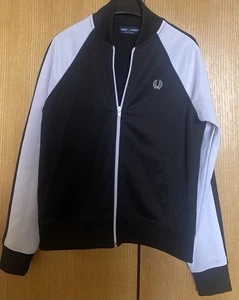 “ FRED ❤️ PERRY “ 90’s Classic Black & White Tracksuit Bomber Jacket Size 10 - Picture 1 of 14