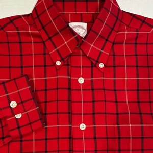 Brooks Brothers The Original Poloshirt Langarm Baumwolle Herren Small rot kariert - Bild 1 von 6