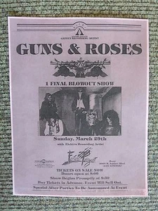 Póster de volante de concierto de Guns & Roses principios del 29 de marzo de 1987 The Roxy copia axl slash #3 - Imagen 1 de 1