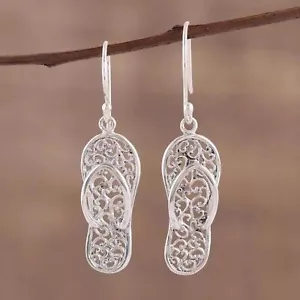 Silver Flip Flop Earrings NEW #0066 - Picture 1 of 3