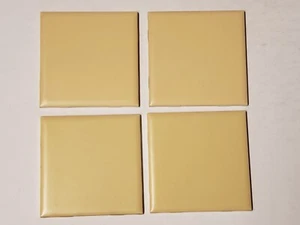 Vtg. Lot of 4 AO Golden Harvest Yellow Matte Ceramic Tiles 4 1/4" Sq. NEW NOS - Picture 1 of 4