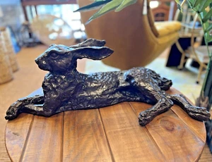 Bronze Hare life size large bronze hare laying hare sculpture statue Rabbit - Picture 1 of 18