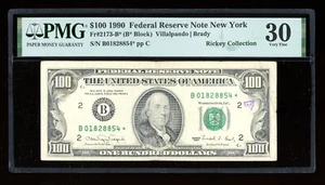 DBR 1990 $100 FRN STAR New York Fr. 2173-B* PMG 30 Serial B01828854* - Picture 1 of 2