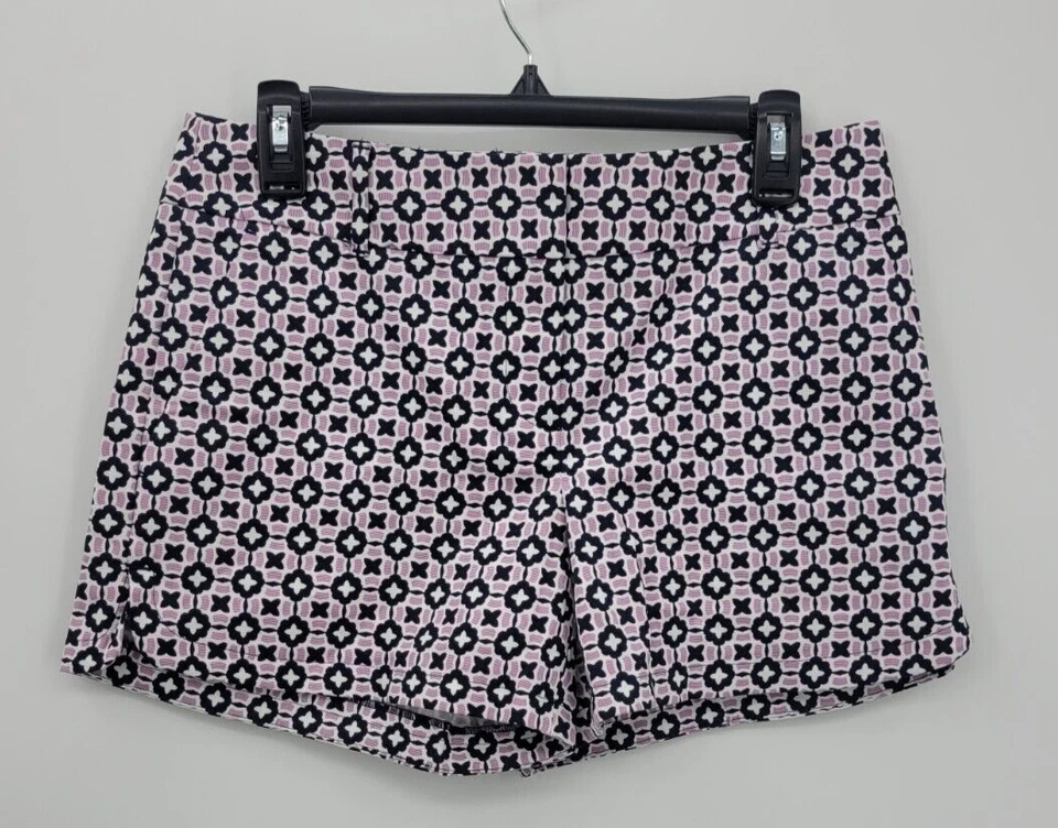 Ann Taylor Loft Shorts Womens 4 Blue Pink Flat Front Casual Chino Artsy Boho - Image 1 of 4