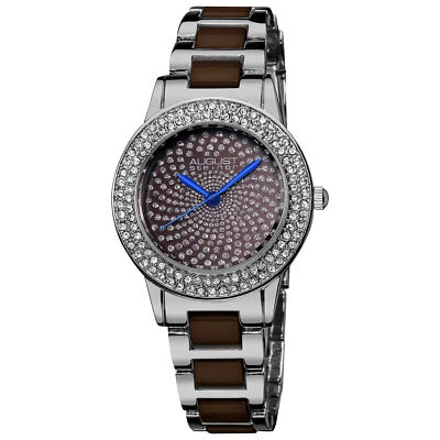 Reloj pulsera para mujer August Steiner AS8052BR cristal brillo marrón eslabón de cerámica Foto 1 de 4