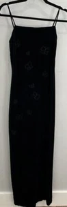 Vtg City Triangles Velvet Black Maxi Dress Whimsigoth Beaded Butterflies S - Picture 1 of 12