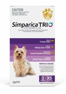 Simparica TRIO Chews for Dogs 2.6-5 kg - Purple 3 Chews - Picture 1 of 1