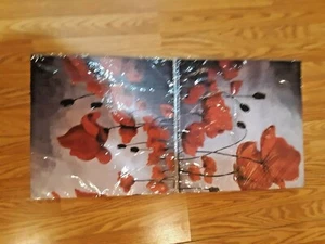 Canvas flower art prints Verbena Art 2 Panels Retro Red Poppies Flowers - Picture 1 of 5