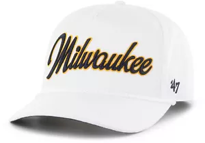 2025 Milwaukee Brewers 47 Brand Men’s White Overhand Script Hitch Snapback Hat - Picture 1 of 4