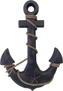Holzanker Wand Hängeplakette Nautisch Meer Küste Ozean Stranddekor 18"H - Bild 1 von 7