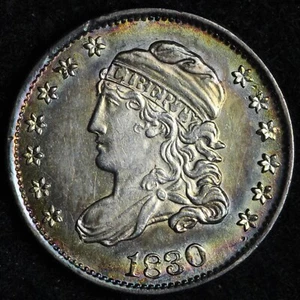1830 Capped Bust Silver Half Dime BU *UNCIRCULATED* MS TONED E222 KAHCX - Picture 1 of 2