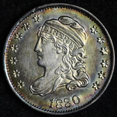 Media moneda de diez centavos de plata busto tapado 1830 BU *SIN CIRCULAR* MS TONIFICADO E222 KAHCX Foto 1 de 2