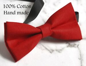 Red Cotton Solid Bow tie for Men Adult / Youth / Boy Kids / Baby Infant Toddler