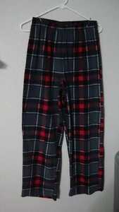 Cuddl Duds Gray Black & Red Plaid Winter Fleece Soft Pajama Pants Boys 14/16 - Picture 1 of 13
