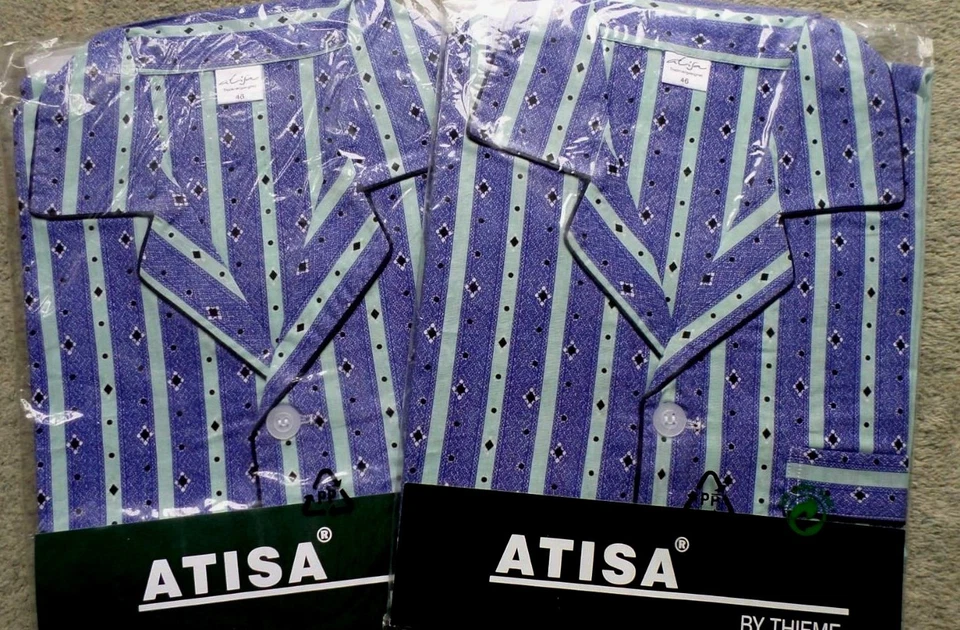 Herren Schlafanzug Shorty Eingriff mit Knöpfe100 Baumwolle gewebt Gr.46 NEU (5)