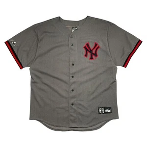 RARE VTG 90s MLB NEW YORK YANKEES MAJESTIC OLIVE GRAY MESH JERSEY MADE IN USA XL - Picture 1 of 6