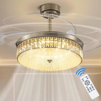 LODADRA 42 Inch Dimmable Crystal Fandelier Ceiling Fan With Light and Remote - Image 1 of 2