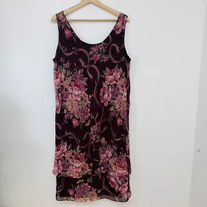 Abito da sera vintage Jeffrey Dara midi floreale 18 viola a strati Cottagecore Fairy - Foto 1 di 10