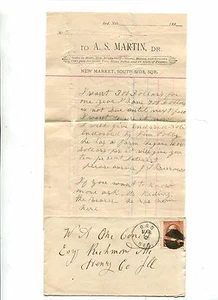 Brief & Rechnung 1880er ORD NEBRASKA ausgefallener Stempel aus AS MARTIN Lebensmittelgeschäft Fleisch - Bild 1 von 2